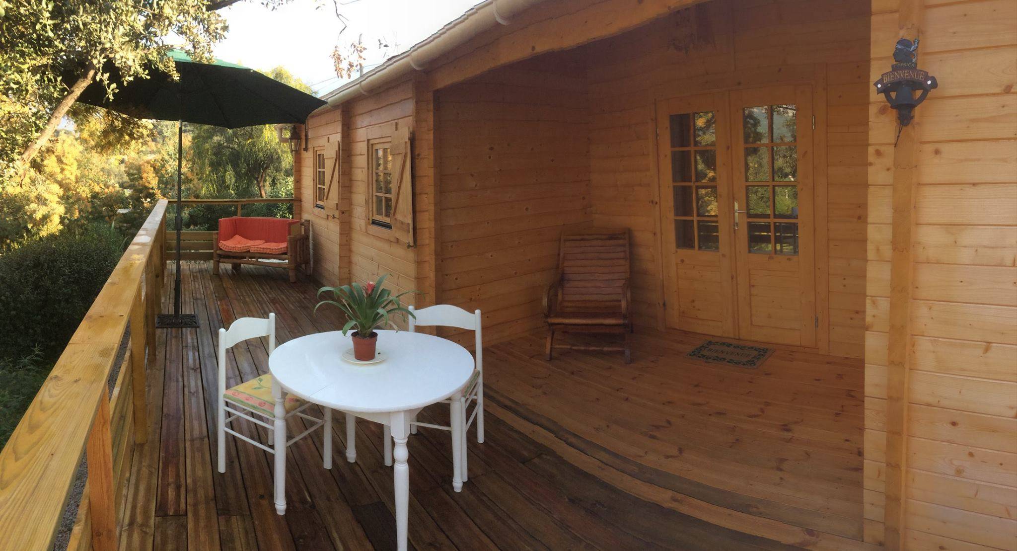 log cabin terrace