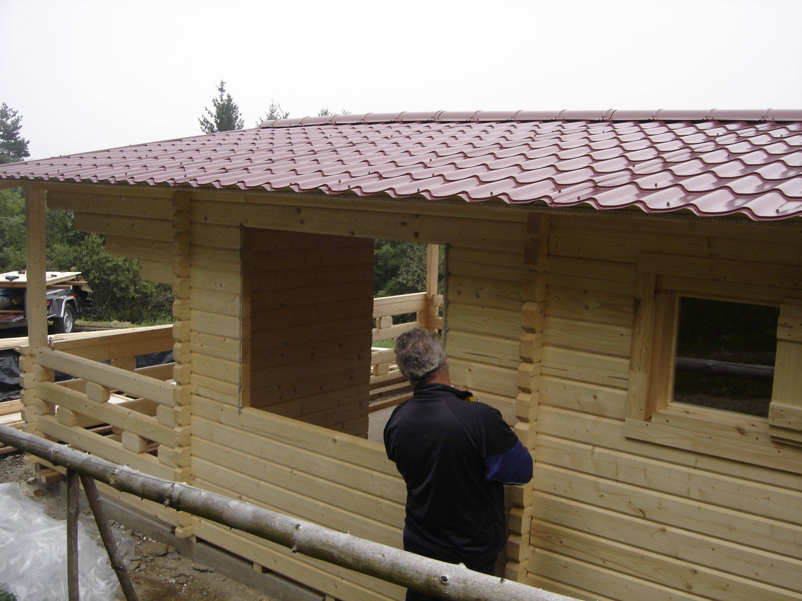 working with a log cabin exterior